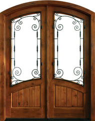 WDMA 68x78 Door (5ft8in by 6ft6in) Exterior Knotty Alder Keowee Boneau Double Door/Arch Top 1