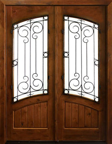 WDMA 68x78 Door (5ft8in by 6ft6in) Exterior Knotty Alder Keowee Sherwood Double Door 1