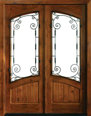 WDMA 68x78 Door (5ft8in by 6ft6in) Exterior Knotty Alder Keowee Boneau Double Door 1