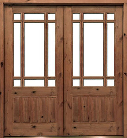 WDMA 68x78 Door (5ft8in by 6ft6in) Exterior Knotty Alder Walhalla Double Door 1