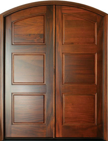 WDMA 68x78 Door (5ft8in by 6ft6in) Exterior Mahogany Full View 3 Panel Double Door/Arch Top 1