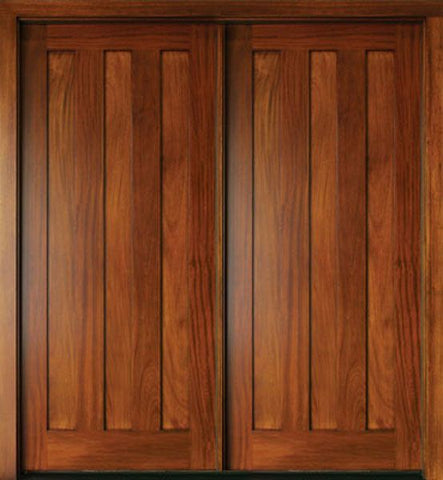 WDMA 68x78 Door (5ft8in by 6ft6in) Exterior Mahogany Milan 3 Panel Double Door 1