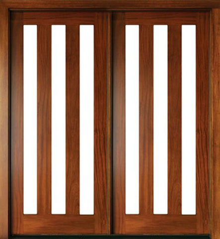 WDMA 68x78 Door (5ft8in by 6ft6in) Exterior Mahogany Milan 3 Lite Double Door 1