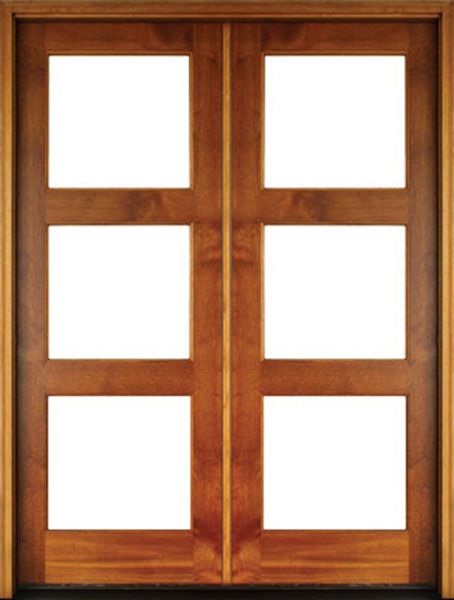 WDMA 68x78 Door (5ft8in by 6ft6in) Exterior Mahogany Full View 3 Lite Double Door 1
