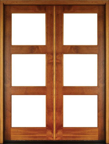 WDMA 68x78 Door (5ft8in by 6ft6in) Exterior Mahogany Full View 3 Lite Double Door 1