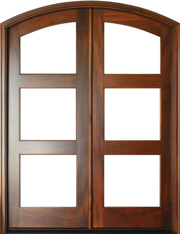 WDMA 68x78 Door (5ft8in by 6ft6in) Exterior Mahogany Full View 3 Lite Double Door/Arch Top 1