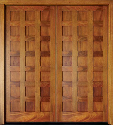 WDMA 68x78 Door (5ft8in by 6ft6in) Exterior Mahogany Milan 21 Panel Double Door 1