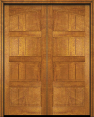 WDMA 68x78 Door (5ft8in by 6ft6in) Interior Swing Mahogany 4 Panel V-Grooved Plank Rustic-Old World Exterior or Double Door 1