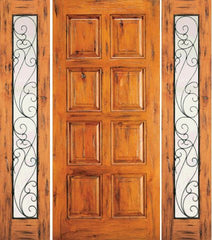 WDMA 68x80 Door (5ft8in by 6ft8in) Exterior Knotty Alder Door with Two Sidelights 8-Panel 1