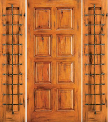 WDMA 68x80 Door (5ft8in by 6ft8in) Exterior Knotty Alder Door with Two Sidelights 8-Panel 1