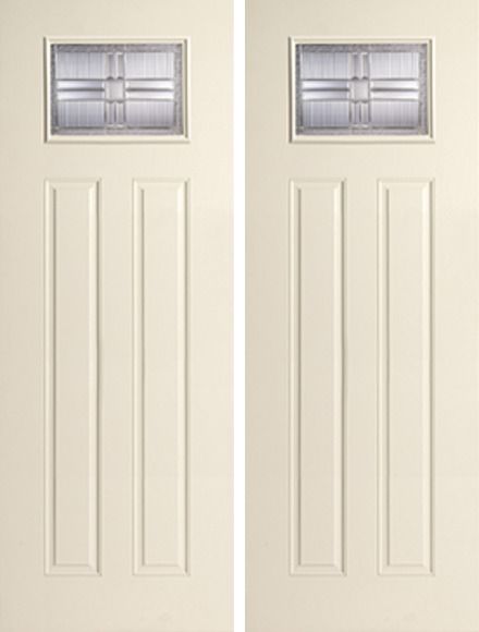 WDMA 68x96 Door (5ft8in by 8ft) Exterior Smooth Saratoga 8ft Full Lite Sidelight W/ Stile Lines Star Double Door 1
