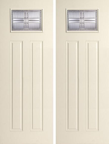 WDMA 68x96 Door (5ft8in by 8ft) Exterior Smooth Saratoga 8ft Full Lite Sidelight W/ Stile Lines Star Double Door 1