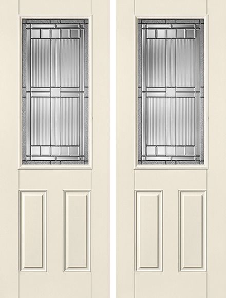 WDMA 68x96 Door (5ft8in by 8ft) Exterior Smooth SaratogaTM 8ft Half Lite 2 Panel Star Double Door 1
