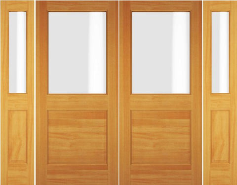 WDMA 72x80 Door (6ft by 6ft8in) Exterior Swing Oak Wood 1/2 Lite Double Door / 2 Sidelight 1