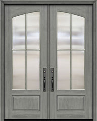 WDMA 72x96 Door (6ft by 8ft) Exterior Mahogany 36in x 96in Double Square Top Arch 4 Lite SDL DoorCraft Door 1