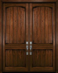 WDMA 72x96 Door (6ft by 8ft) Exterior Mahogany 36in x 96in Double Arch 2 Panel V-Grooved DoorCraft Door 1