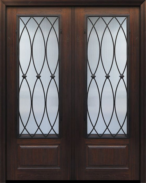 WDMA 72x96 Door (6ft by 8ft) Exterior Cherry Pro 96in Double 1 Panel 3/4 Lite La Salle Door 1