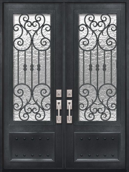 WDMA 72x96 Door (6ft by 8ft) Exterior 96in Marbella 3/4 Lite Double Wrought Iron Entry Door 1