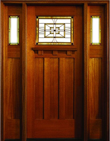 WDMA 74x80 Door (6ft2in by 6ft8in) Exterior Mahogany Rosedale Leaded Glass Single/2Sidelight Tuscany 1