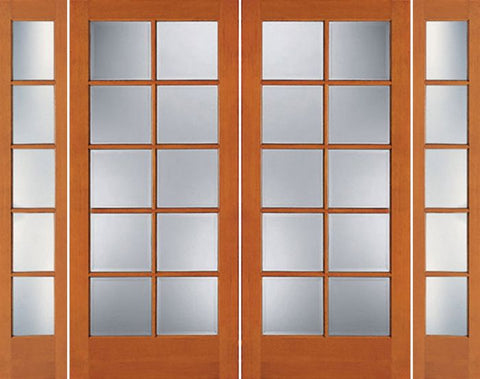 WDMA 76x80 Door (6ft4in by 6ft8in) Exterior Fir 1510 10-Lite Double Door Sidelights 1
