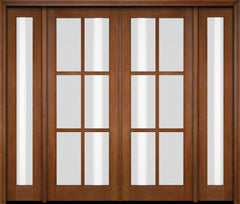 WDMA 76x80 Door (6ft4in by 6ft8in) Exterior Swing Mahogany 6 Lite TDL Double Entry Door Full Sidelights 4