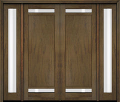 WDMA 76x80 Door (6ft4in by 6ft8in) Exterior Swing Mahogany 112 Windermere Shaker Double Entry Door Sidelights 3