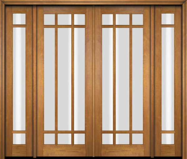 WDMA 76x80 Door (6ft4in by 6ft8in) Exterior Swing Mahogany 9 Lite Marginal Double Entry Door Sidelights 1