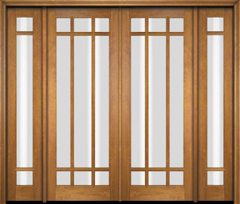 WDMA 76x80 Door (6ft4in by 6ft8in) Exterior Swing Mahogany 9 Lite Marginal Double Entry Door Sidelights 1