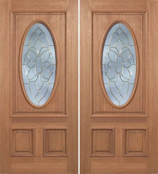 WDMA 84x80 Door (7ft by 6ft8in) Exterior Mahogany Maryvale Double Door w/ BO Glass 1