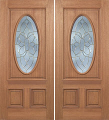 WDMA 84x80 Door (7ft by 6ft8in) Exterior Mahogany Maryvale Double Door w/ BO Glass 1