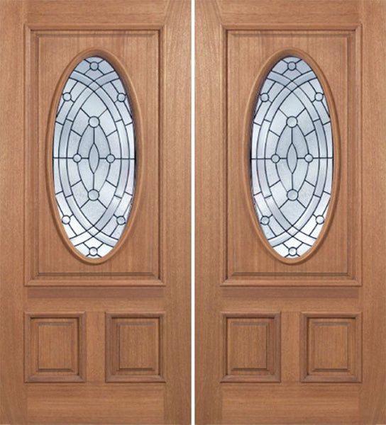 WDMA 84x80 Door (7ft by 6ft8in) Exterior Mahogany Maryvale Double Door w/ EE Glass 1
