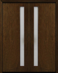 WDMA 84x96 Door (7ft by 8ft) Exterior Cherry 96in Contemporary One Vertical Lite Double Fiberglass Entry Door 1