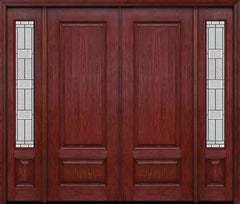 WDMA 84x96 Door (7ft by 8ft) Exterior Cherry 96in Two Panel Double Entry Door Sidelights Monterey Glass 1