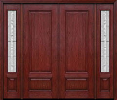 WDMA 84x96 Door (7ft by 8ft) Exterior Cherry 96in Two Panel Double Entry Door Sidelights Waterside Glass 1