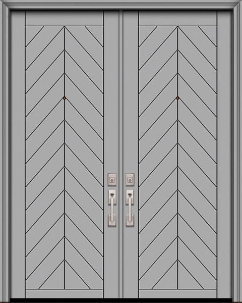 WDMA 84x96 Door (7ft by 8ft) Exterior Smooth 42in x 96in Double Chevron Solid Contemporary Door 1