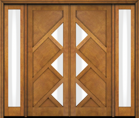 WDMA 86x80 Door (7ft2in by 6ft8in) Interior Swing Mahogany Mid Century 4 Panel Contemporary Modern 3 Lite Two Sidelight Exterior or Double Door 1