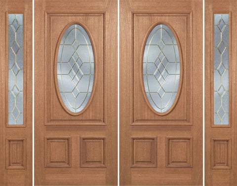 WDMA 88x80 Door (7ft4in by 6ft8in) Exterior Mahogany Maryvale Double Door/2side w/ A Glass 1