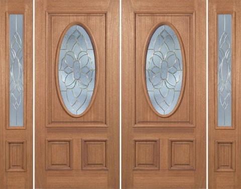 WDMA 88x80 Door (7ft4in by 6ft8in) Exterior Mahogany Maryvale Double Door/2side w/ BO Glass 1