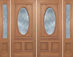 WDMA 88x80 Door (7ft4in by 6ft8in) Exterior Mahogany Maryvale Double Door/2side w/ BO Glass 1