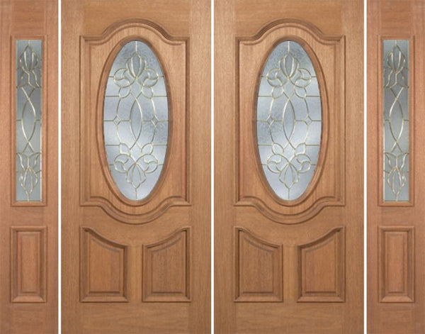WDMA 88x80 Door (7ft4in by 6ft8in) Exterior Mahogany Carmel Double Door/2side w/ CO Glass - 6ft8in Tall 1