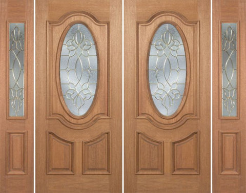 WDMA 88x80 Door (7ft4in by 6ft8in) Exterior Mahogany Carmel Double Door/2side w/ CO Glass - 6ft8in Tall 1