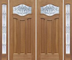 WDMA 88x80 Door (7ft4in by 6ft8in) Exterior Mahogany Wisteria Double Door/2side w/ U Glass 1
