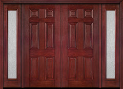 WDMA 88x80 Door (7ft4in by 6ft8in) Exterior Cherry Six Panel Double Entry Door Sidelights Full Lite Rain Glass 1