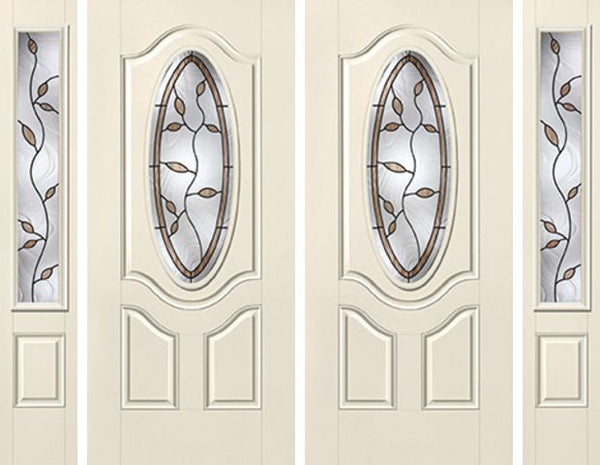 WDMA 88x80 Door (7ft4in by 6ft8in) Exterior Smooth Avonlea 3/4 Deluxe Oval Lite 2 Panel Star Double Door 2 Sides 1