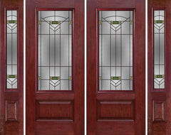 WDMA 88x80 Door (7ft4in by 6ft8in) Exterior Cherry 3/4 Lite 1 Panel Double Entry Door Sidelights GR Glass 1