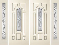 WDMA 88x80 Door (7ft4in by 6ft8in) Exterior Smooth Blackstone Center Arch Lite 7 Panel Star Double Door 2 Sides 5 Lite 1