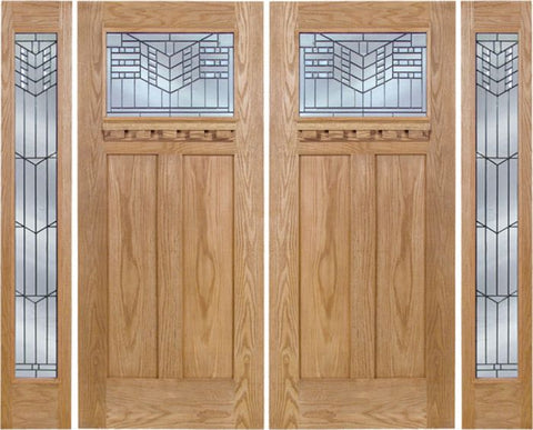 WDMA 96x80 Door (8ft by 6ft8in) Exterior Oak Pearce Double Door/2 Full-lite side w/ E Glass 1