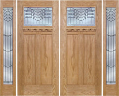 WDMA 96x80 Door (8ft by 6ft8in) Exterior Oak Pearce Double Door/2 Full-lite side w/ E Glass 1