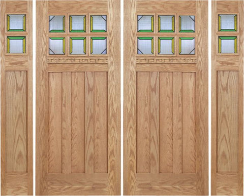 WDMA 96x80 Door (8ft by 6ft8in) Exterior Oak Randall Double Door/2side w/ MO Glass 1