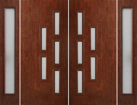 WDMA 96x80 Door (8ft by 6ft8in) Exterior Cherry Contemporary Modern 5 Lite Double Entry Door Sidelights FC553 1